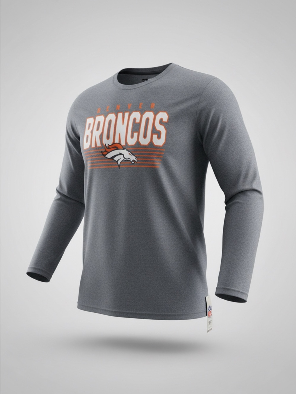 Team Apparel Gray Denver Broncos Long-Sleeve Tee with Orange Accent